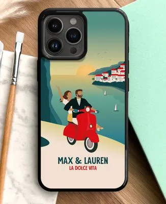Affiche Couple en scooter personnalisé