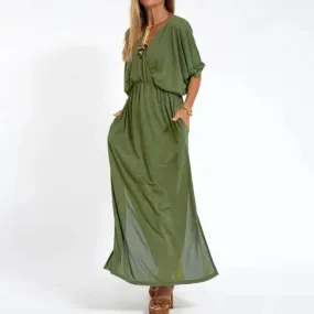 Alinoria | Robe légante  Col en V Pour Femmes | Maxi