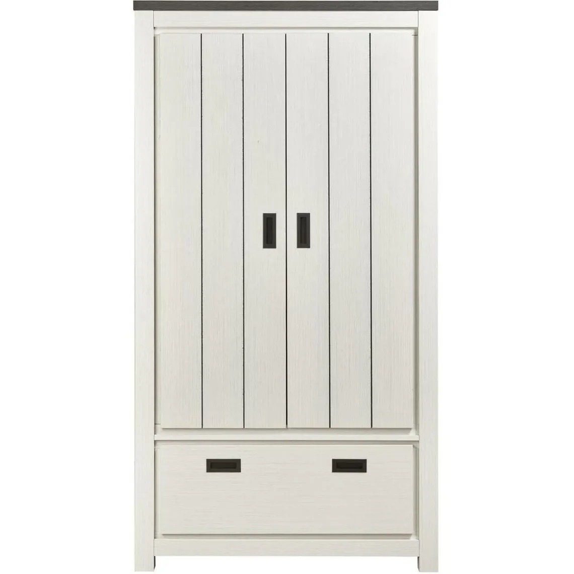 Armoire 2 portes en bois avec tiroir sous-jacent BERNADO Blanc  | 3 Suisses