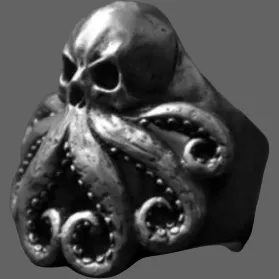 Bague Tete de mort pieuvre