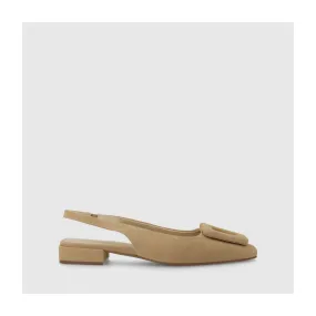 Ballerine slingback pour femme en daim couleur beige. I LODI Chaussures pour femme online.