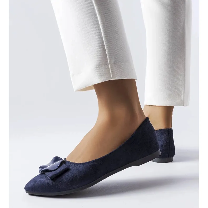 Ballerines bleu marine ornées de strass Rémy