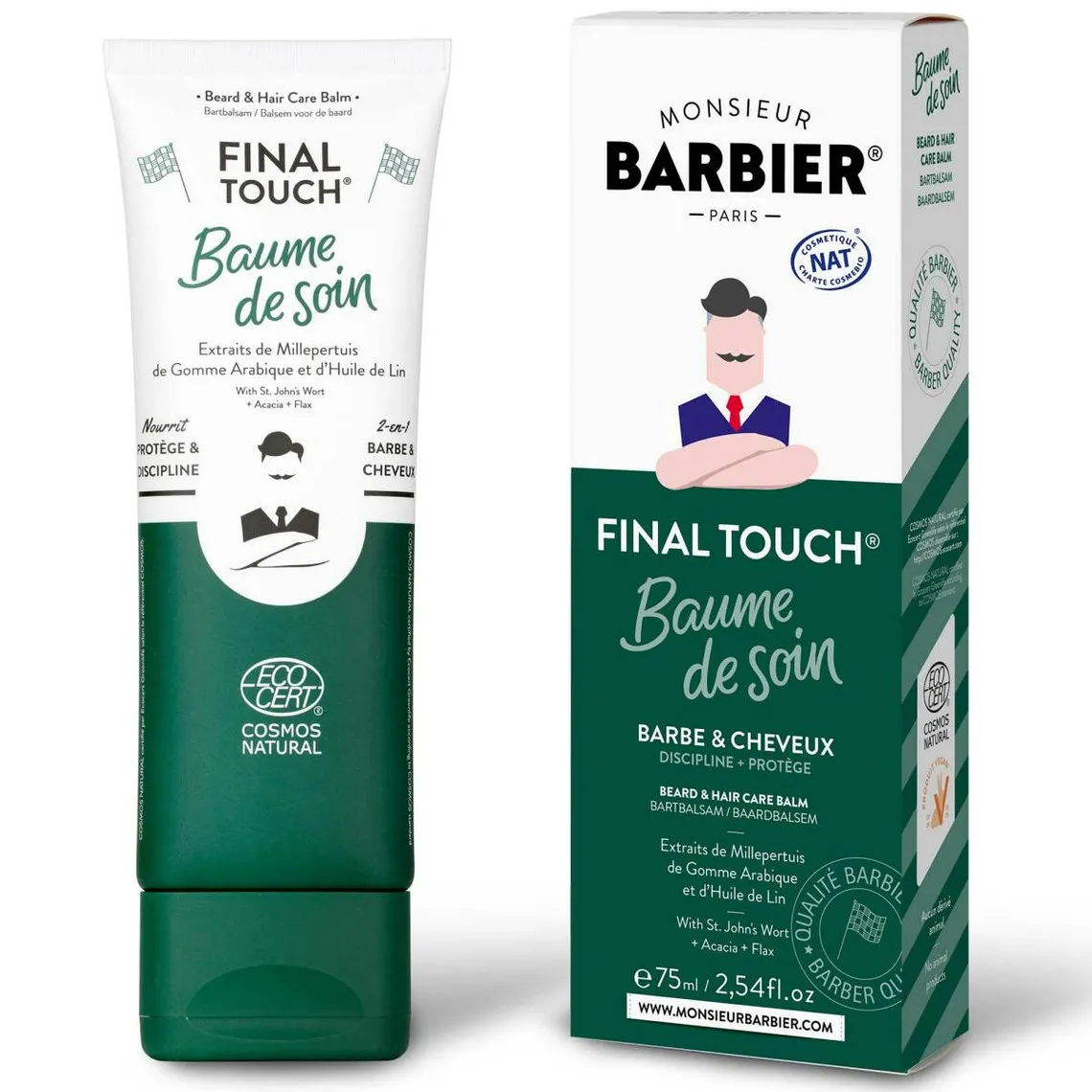 Baume A Barbe Et Cheveux Final Touch Certifié Ecocert Cosmos Nat Monsieur Barbier - Entretien de la barbe Homme sur MenCo