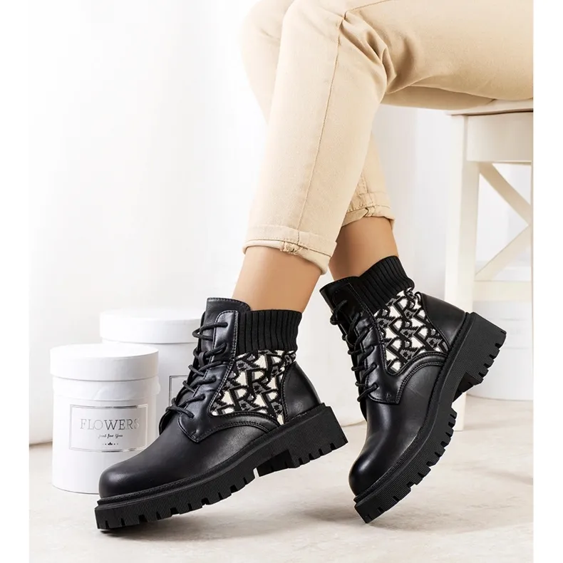 BM Boots noires à tige souple Giganti beige le noir