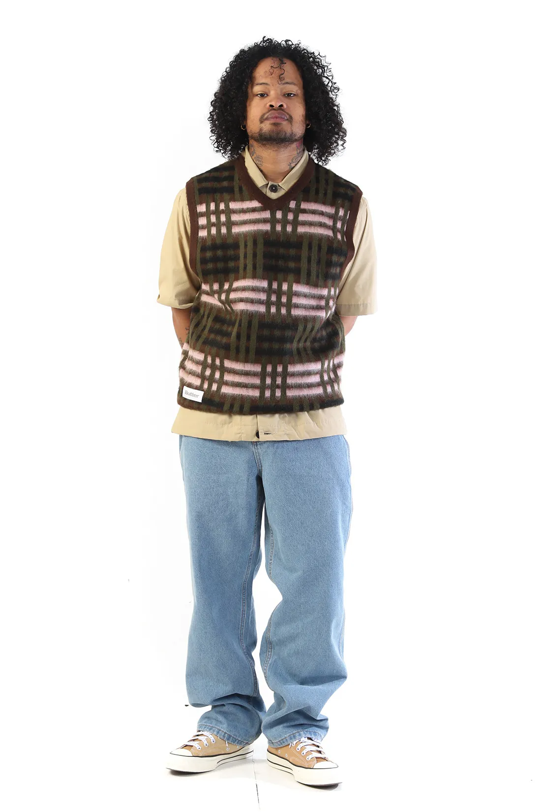 Butter goods Weave knitted vest Chestnut - GRADUATE STORE