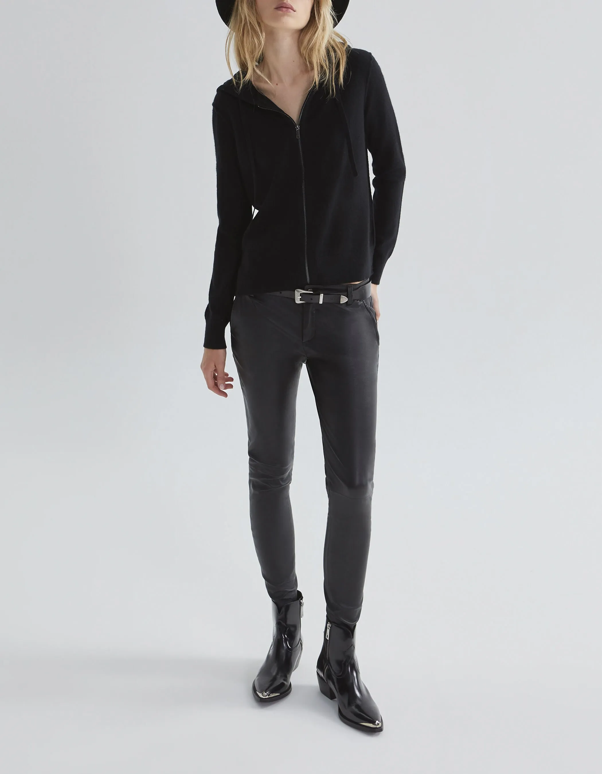 Cardigan à capuche en cachemire motifs chevrons femme