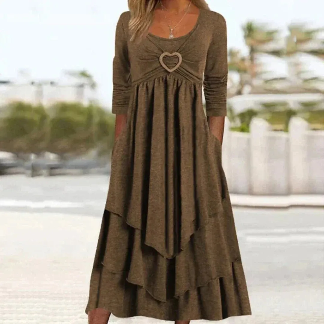 Clarandine | Robe légante  Col Rond Pour Femme | Midi