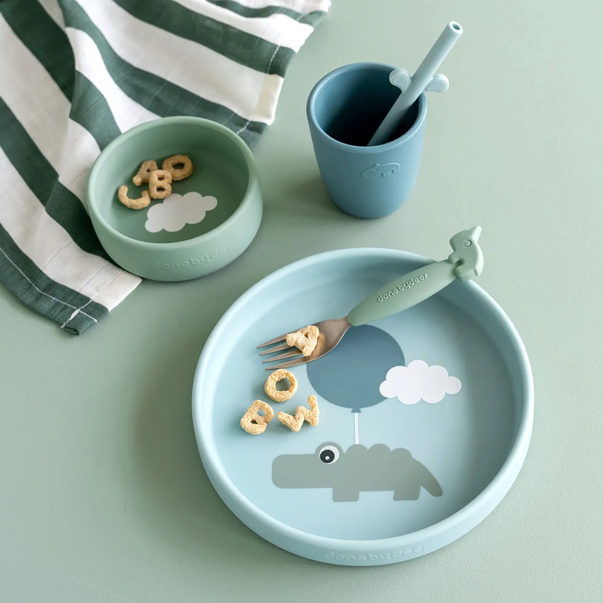 Coffret Repas 3 Pièces - Happy Clouds Bleu