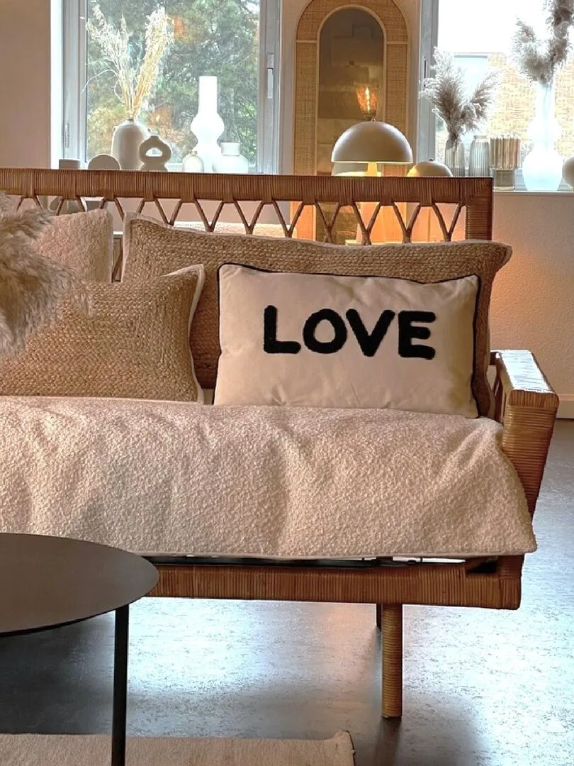 Coussin en toile Love - Beige