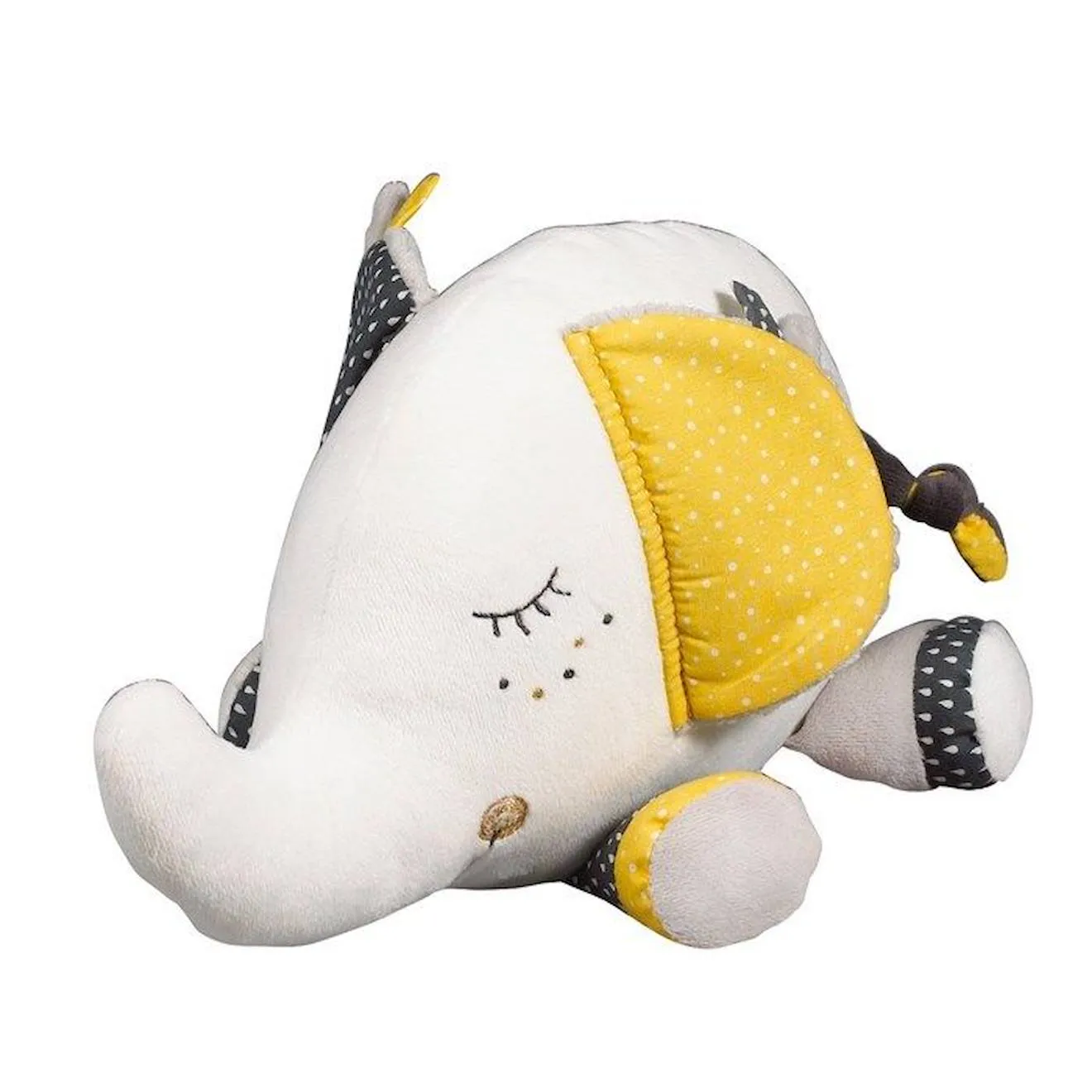 Doudou - Babyfan - Eléphant en velours - Taille unique - Gris et blanc blanc - Sauthon