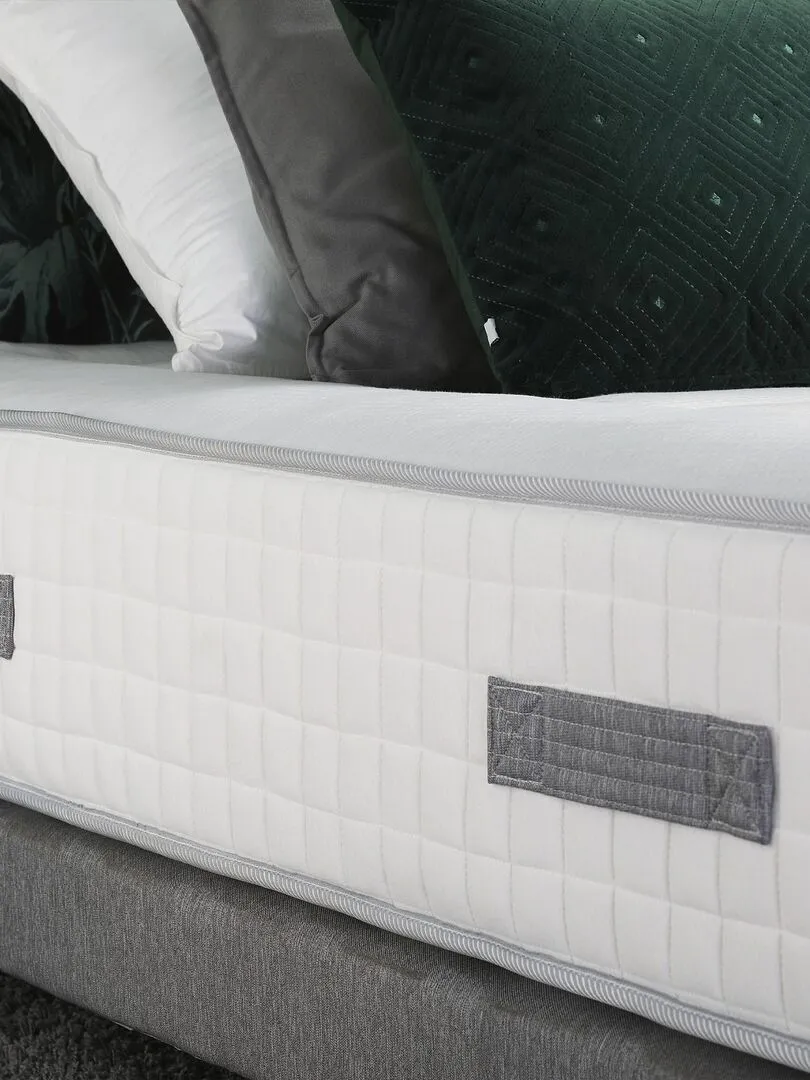 Ensemble matelas Ressorts 7 zones H30cm + sommier PALACIO 2 FABRICATION FRANCAISE - Gris Blanc