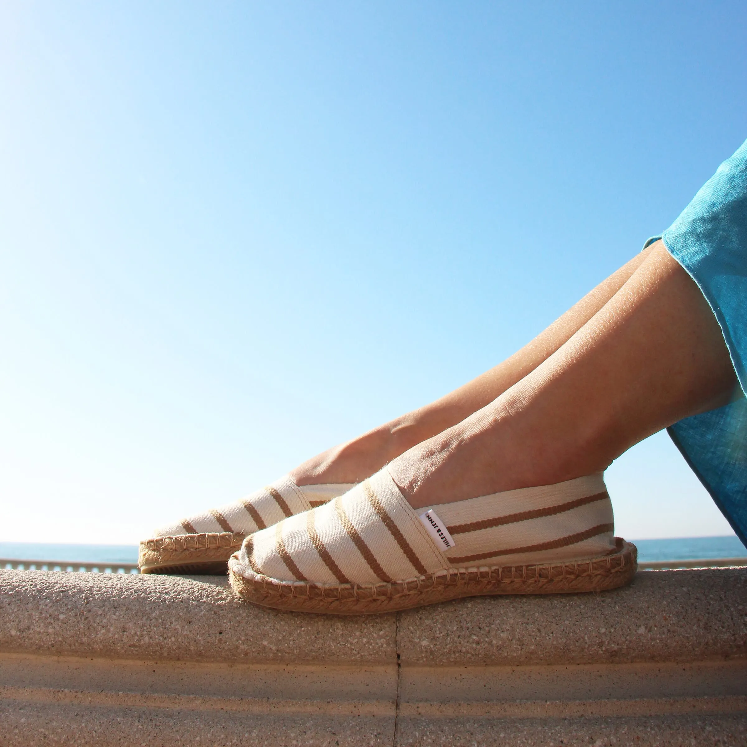 Espadrilles toile coton blanc beige