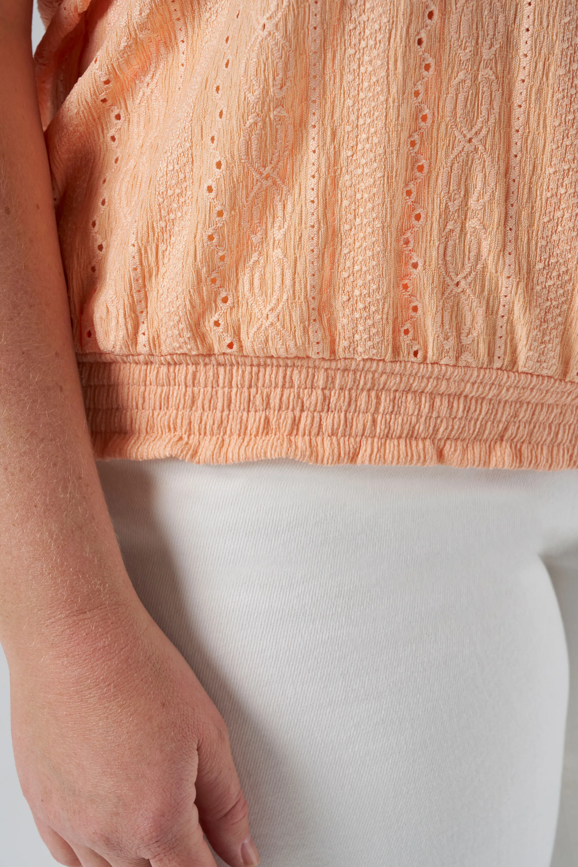 Femmes Haut avec col en V Orange clair | MS Mode