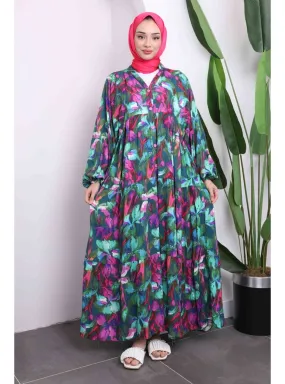 Green - Unlined - Modest Dress