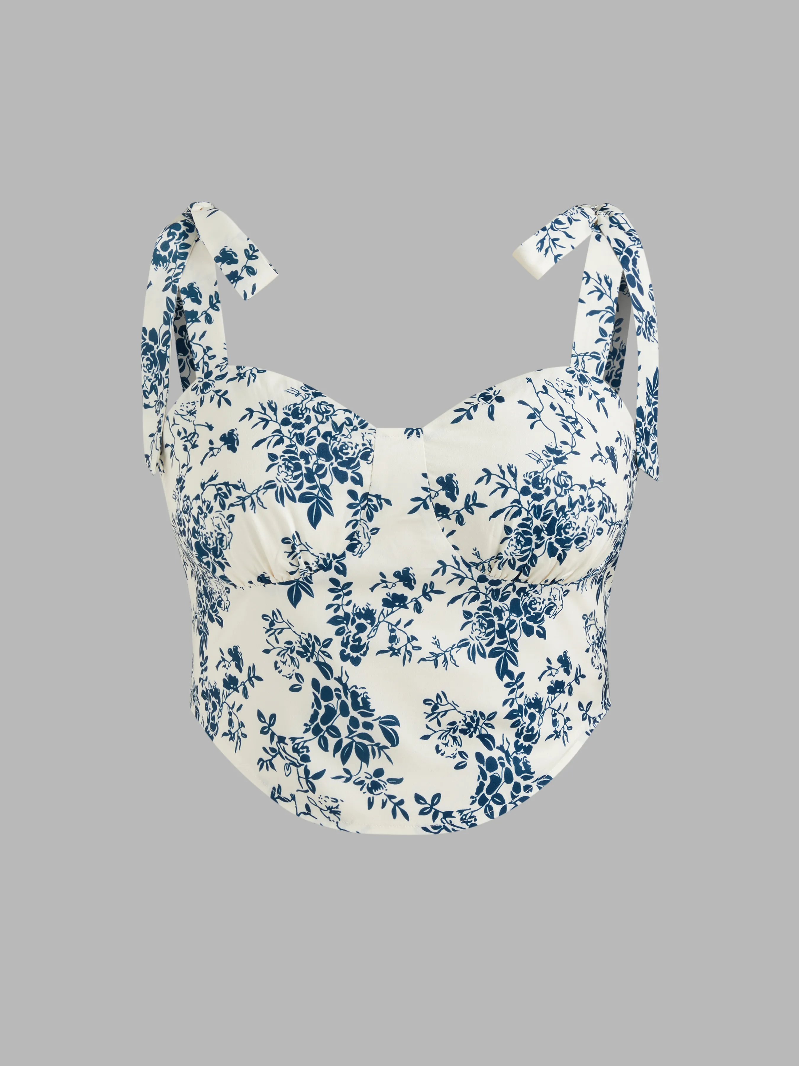 Haut noué à fleurs et col sweetheart tissé Curve & Plus