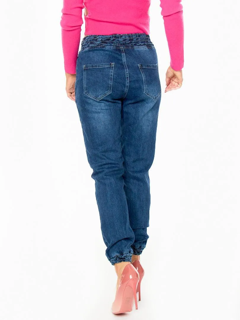 Jogger pant en jean Denim bleu moyen
