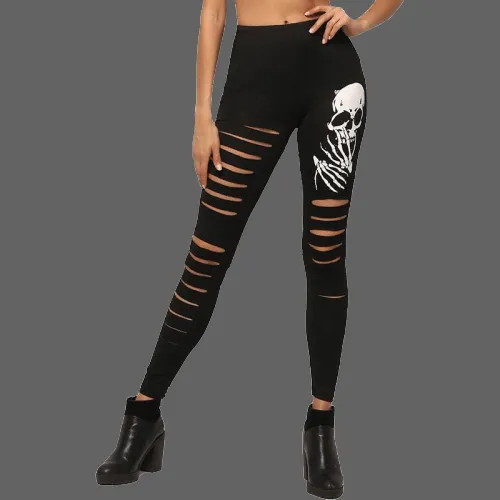 Leggings Têtes de mort fendu