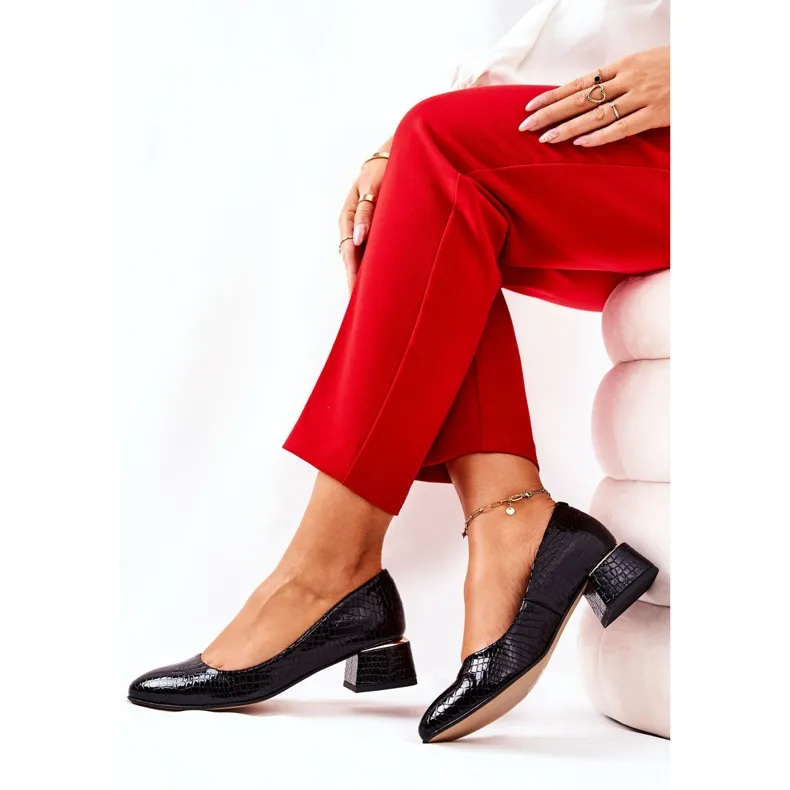 Lewski Shoes Escarpins Cuir Serpent Lewski 3118 Noir le noir