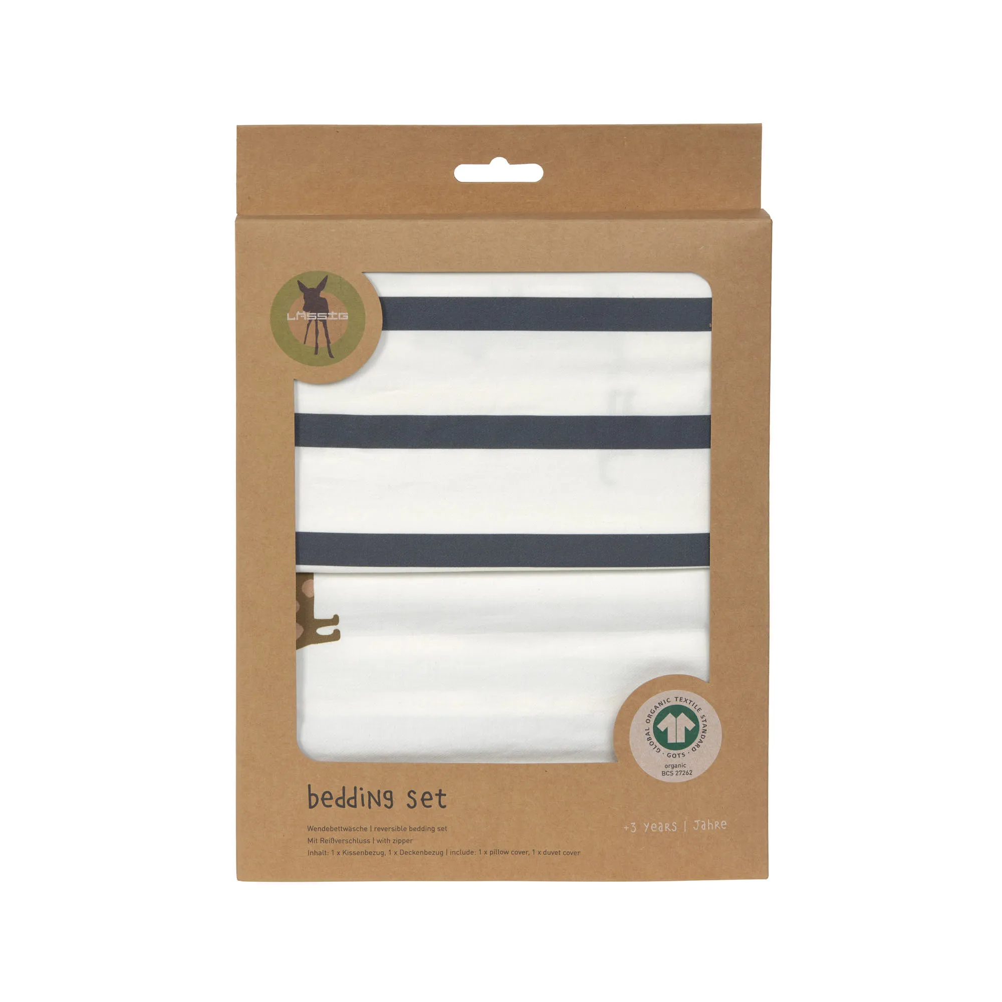 Linge de lit enfants - coton bio, chien, bleu beige | Lässig