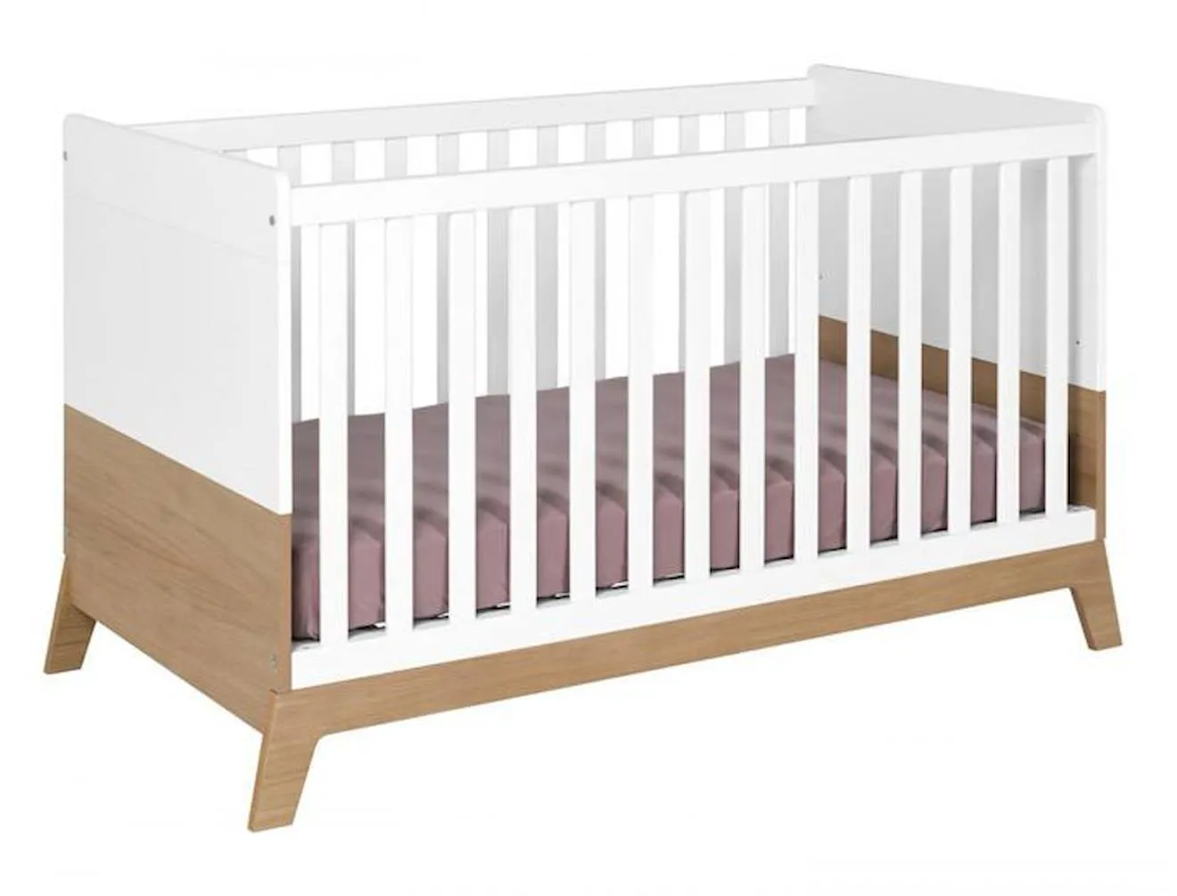Lit bébé évolutif Archipel 70x140 - Blanc & Chêne blanc - Chambrekids