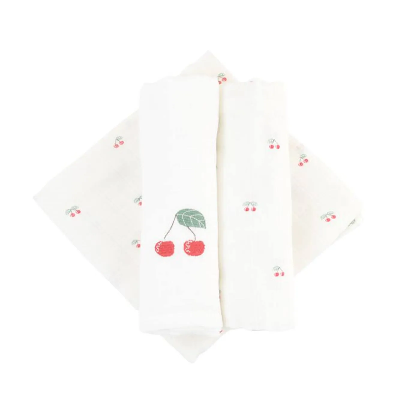 Lot de 3 langes en coton bio* Cerise beige - Little Crevette