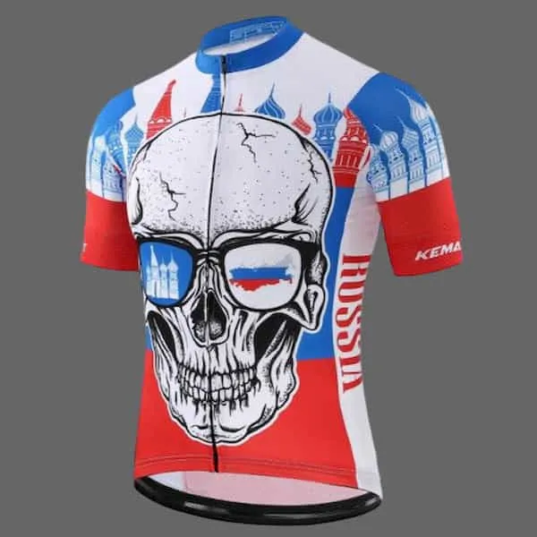 Maillot velo tête de mort Russie pour homme