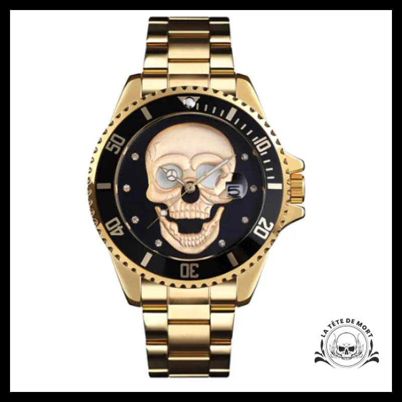 Montre Tête de Mort Or / Noir