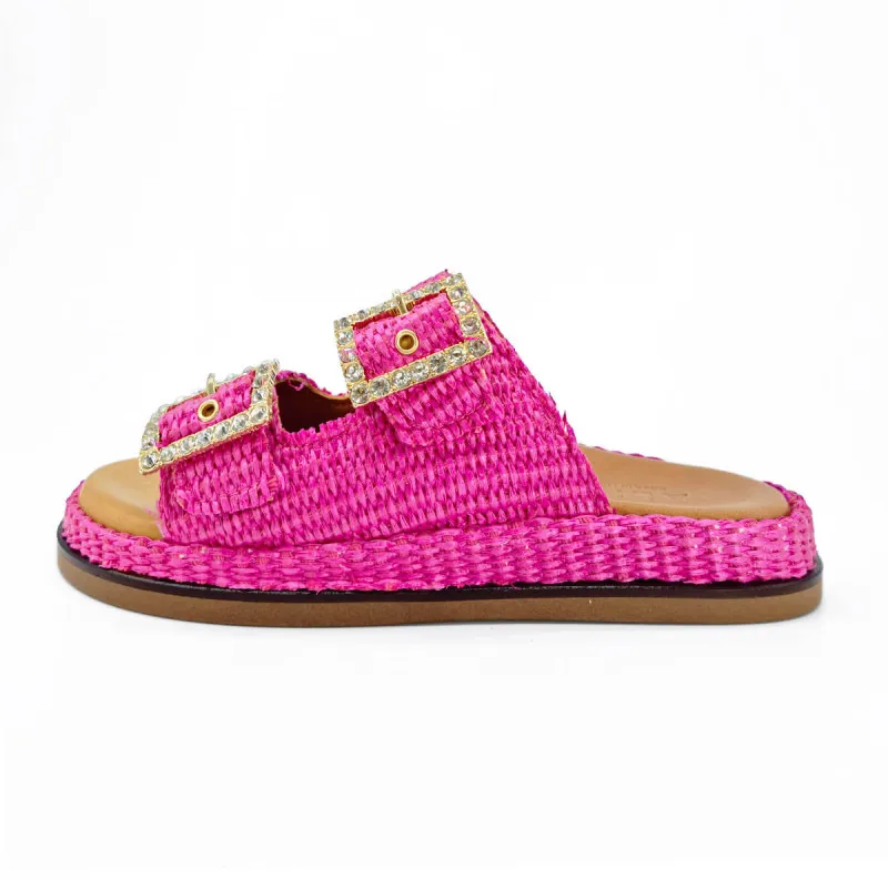 Mule pour femme en raphia rose - Alibi - Scarpe chaussures