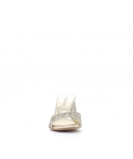 MULES SELLA GLITTER PLATINE