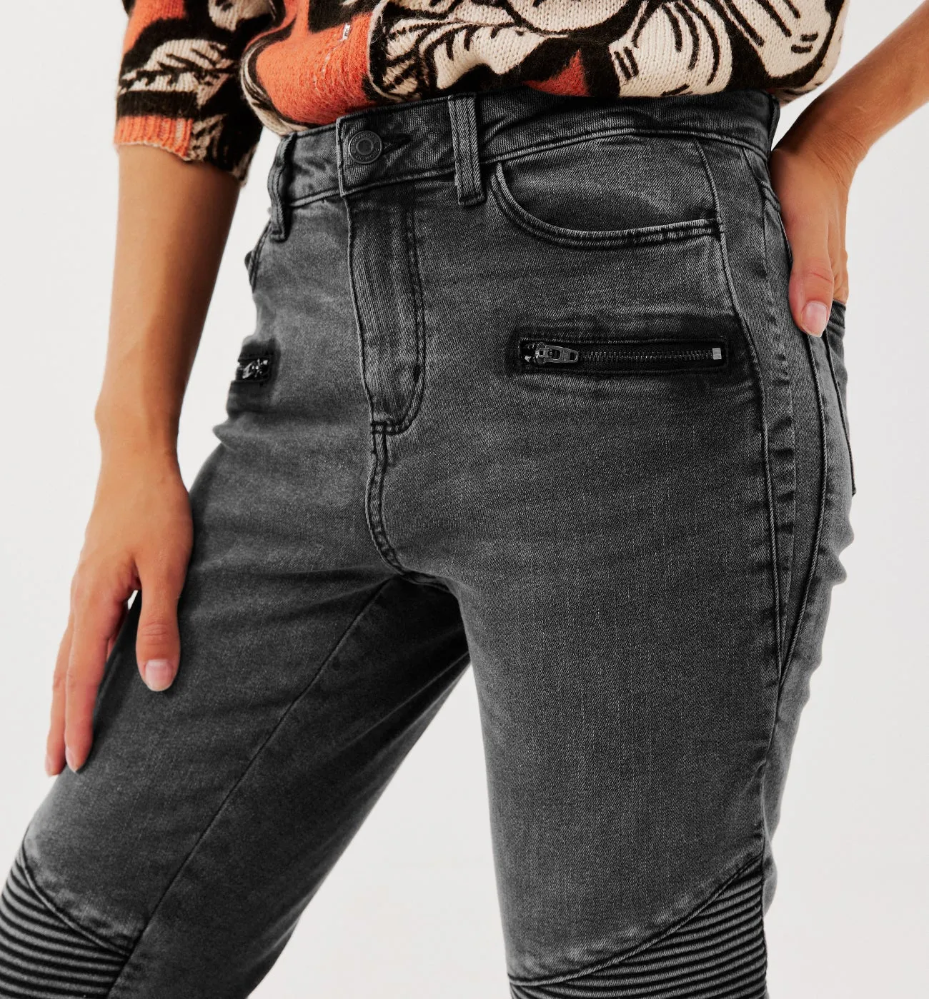 Pantalon skinny en toile Femme - Noir