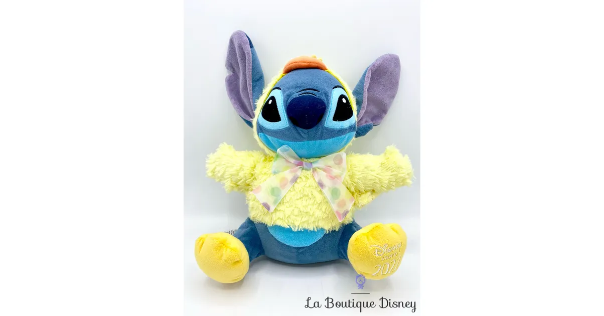Peluche Stitch Pâques Disney Store 2022 monstre bleu poussin 30 cm