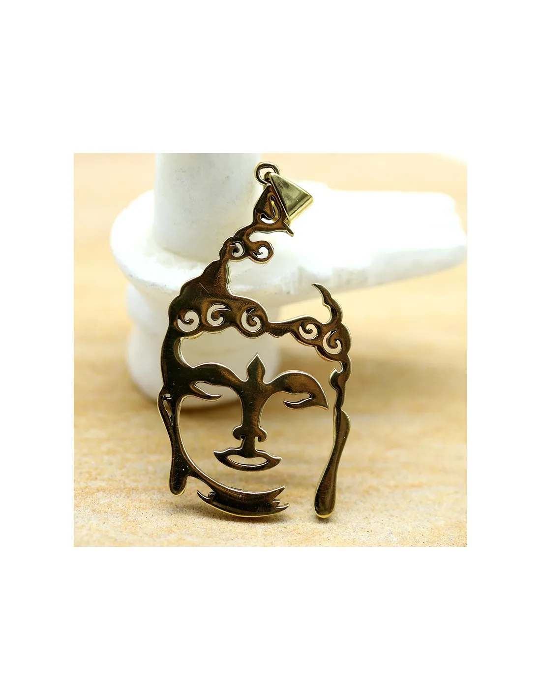 Pendentif tête de Bouddha en laiton