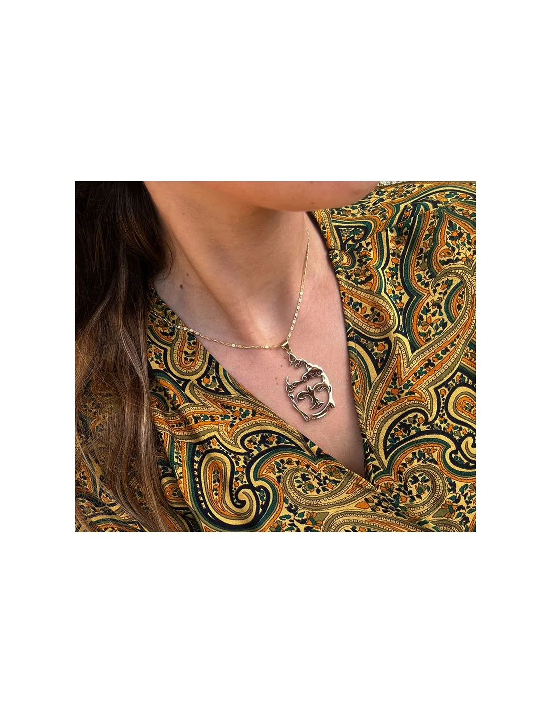 Pendentif tête de Bouddha en laiton