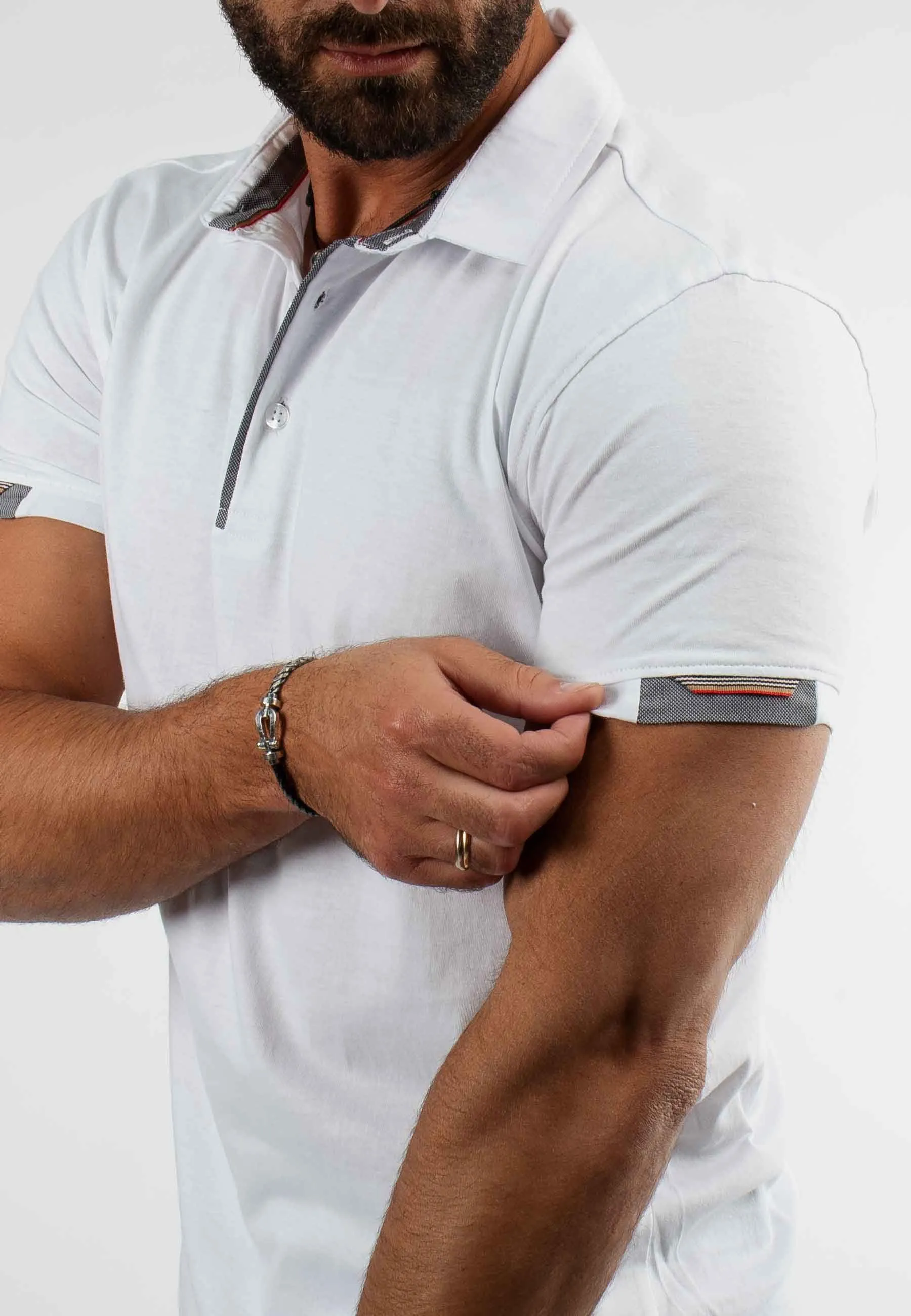 Polo avec col boutonné blanc
