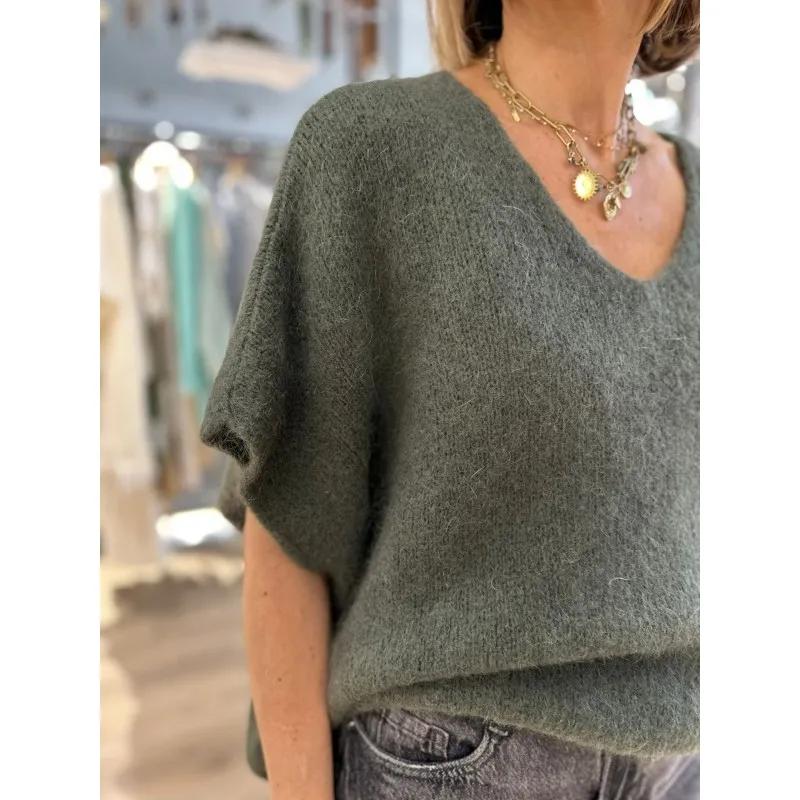 Pull Sans Manches Oversize Kaki