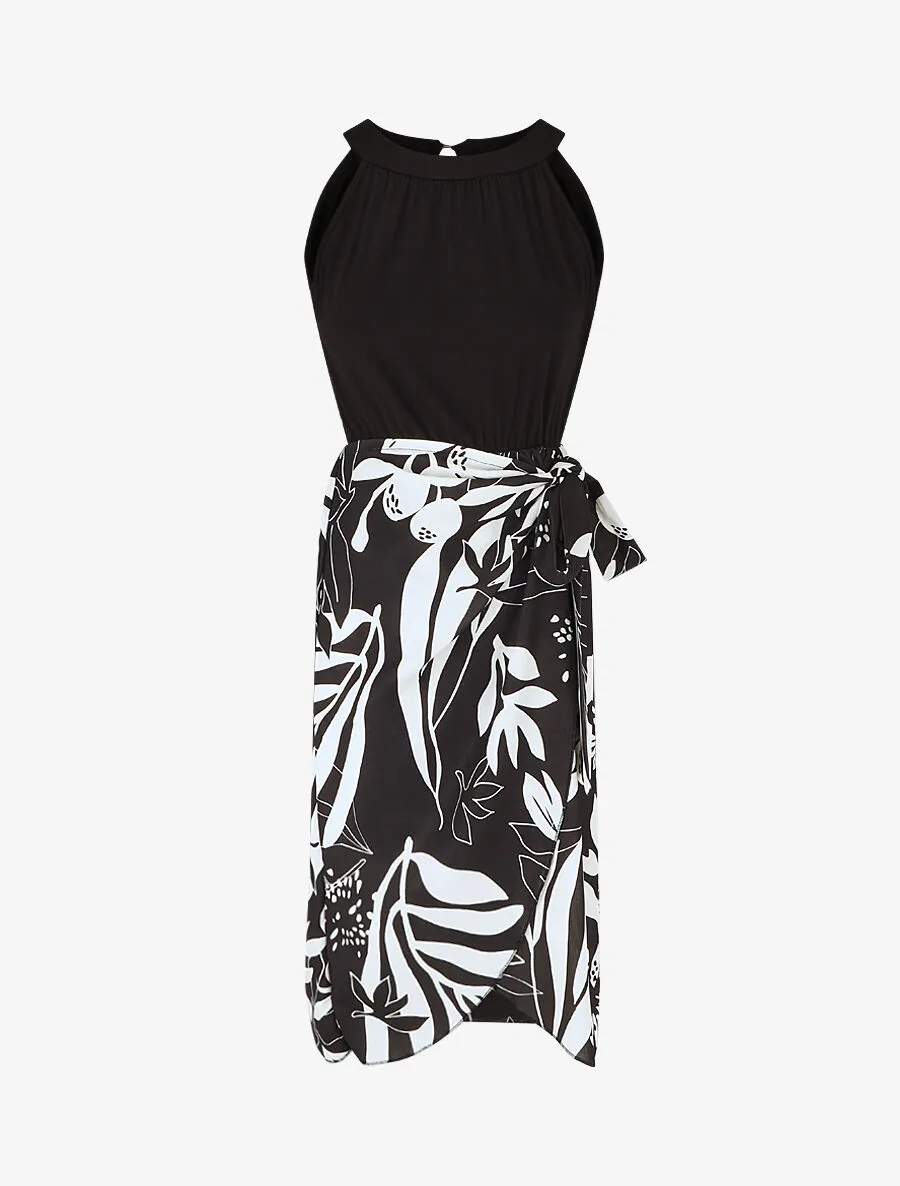 Robe longue à col américain - Noir