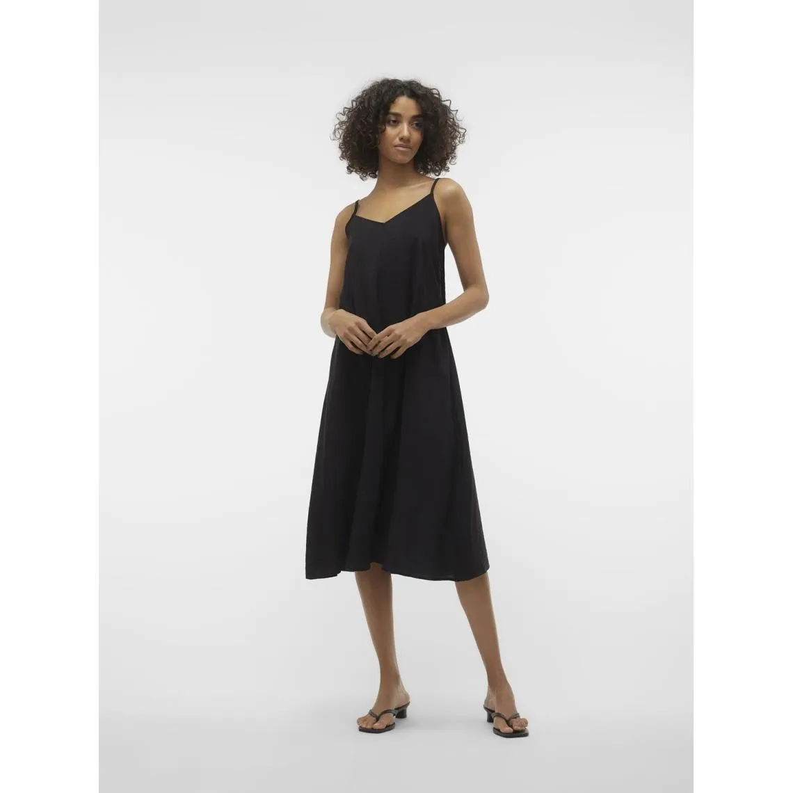 Robe longueur cheville col en v sans manches noir Bea | 3 Suisses
