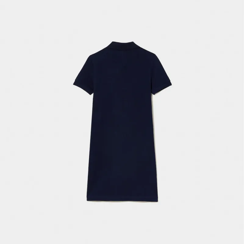 ROBE POLO FILLE LACOSTE EN PIQUÉ DE COTON UNI BLEU MARINE