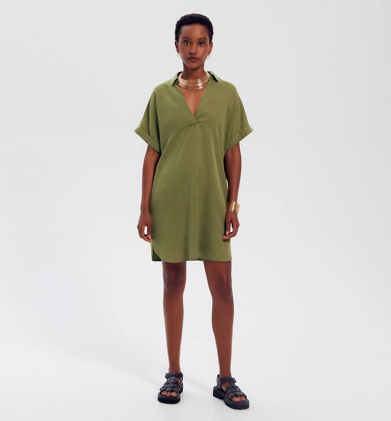 Robe-tunique en lyocell - Kaki