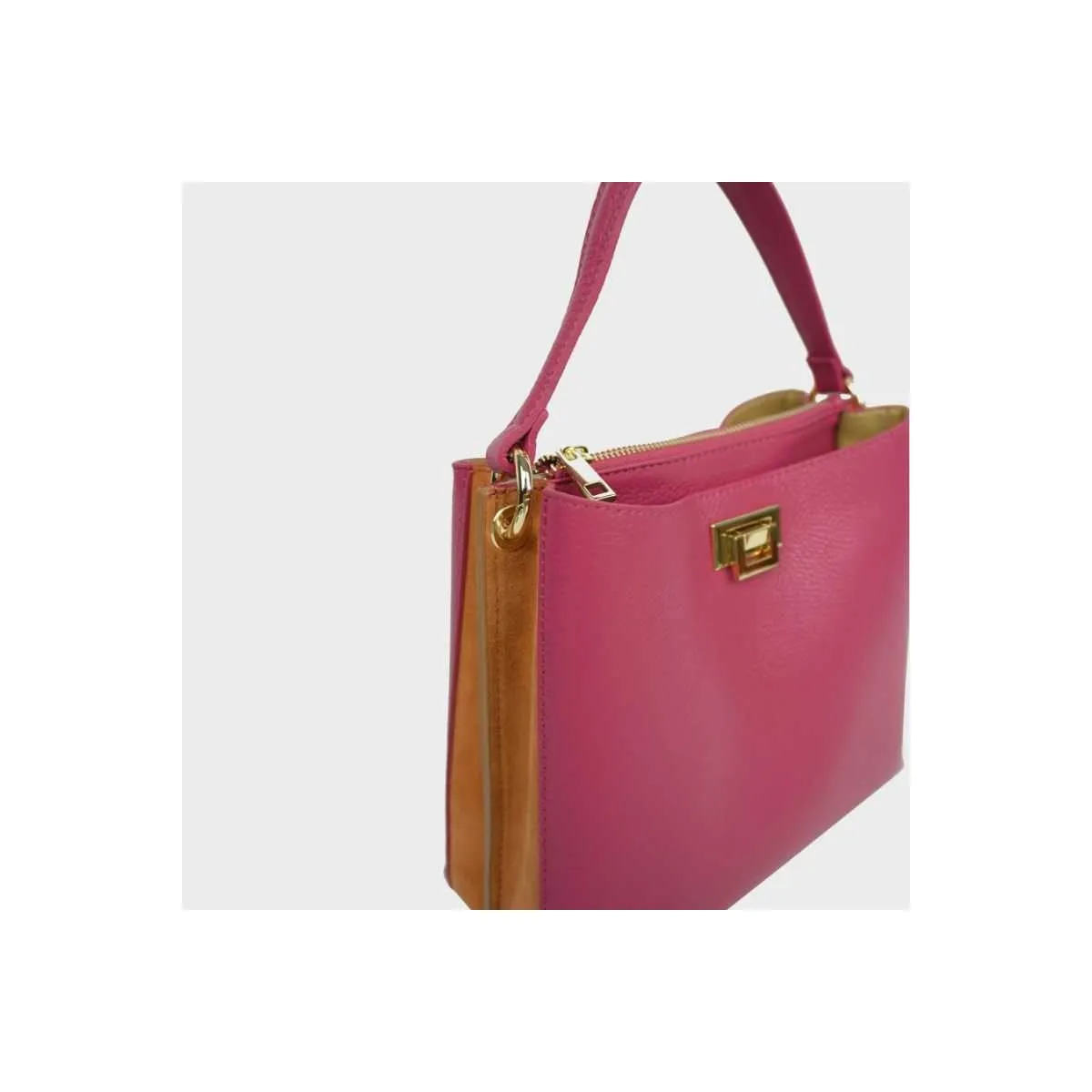 Sac à main bi-couleur en cuir pour femme sur pecari