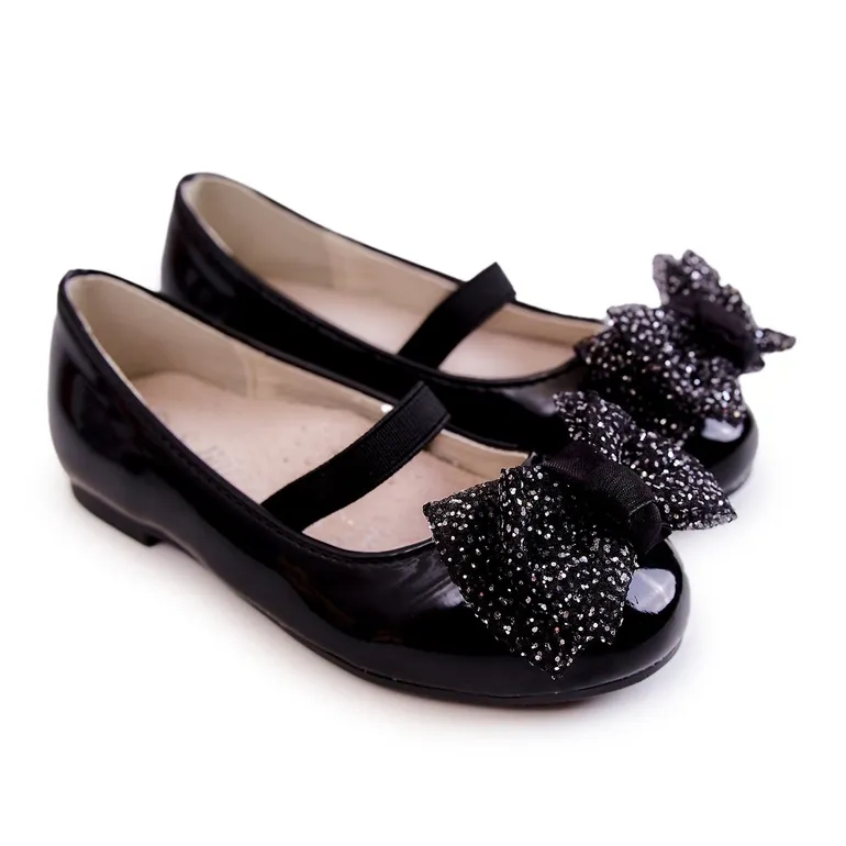 S.Barski Ballerines enfant laquées à nœud Noir Zolly le noir