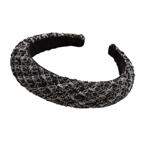 Serre tête volume tweed noir et blanc