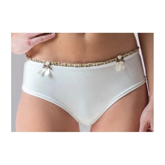 Shorty Marguerite ivoire volant beige - Coeur de Lys
