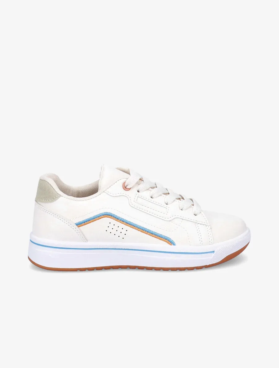 Tennis à contrefort en suédine contrastant - Beige