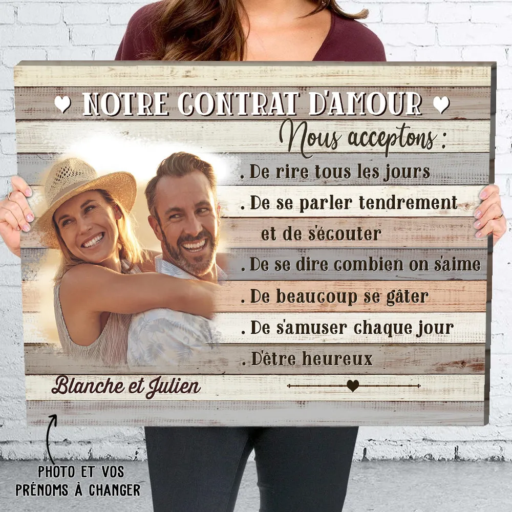 Toile Personnalisée - Contrat D‘Amour