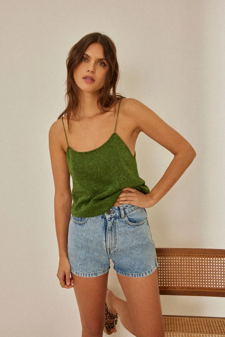 Top Amandier vert irisé