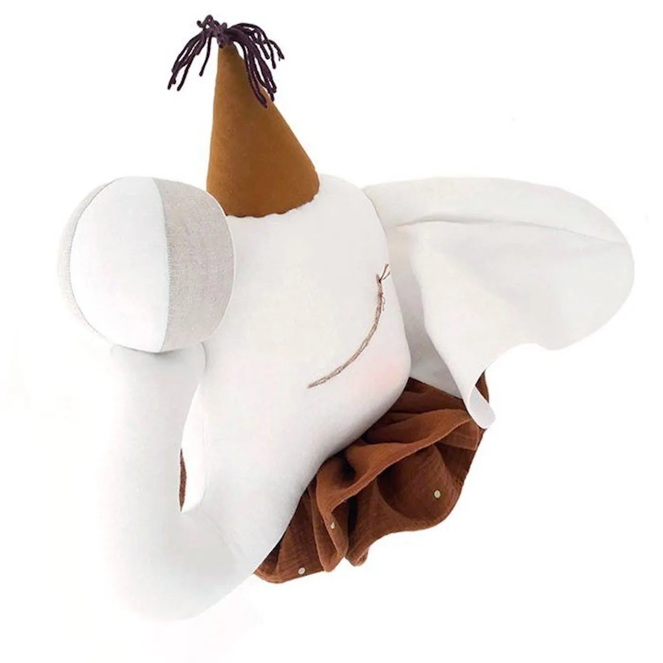 Trophée mural enfant, Éléphant de cirque, Crème/Marron Écru TU beige - Sevira Kids