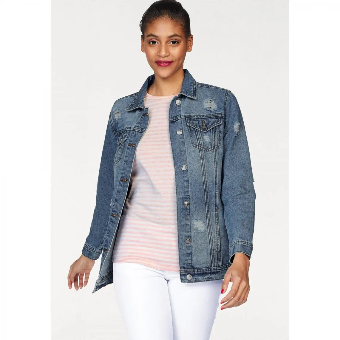 Veste jean femme Oversize AJC - Blue Used | Veste en jean 3 SUISSES