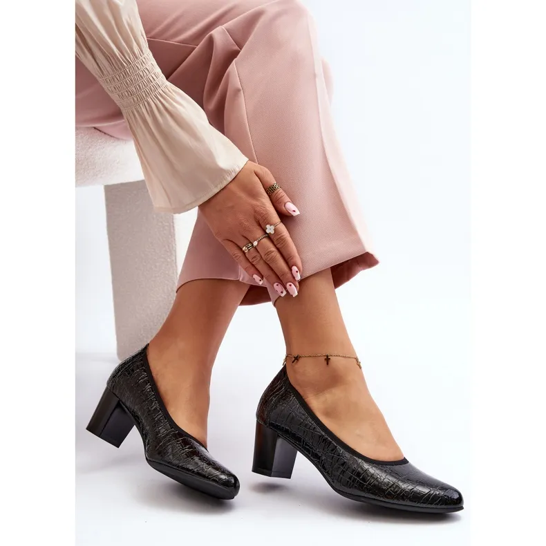 Vinceza Escarpins vernis avec gaufrage Zinnia noir le noir