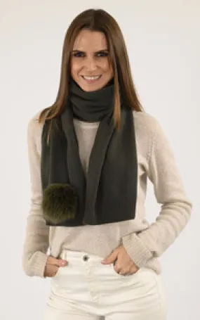 Écharpe cachemire et renard kaki Lea Clement - La Canadienne - Accessoires Textile Kaki